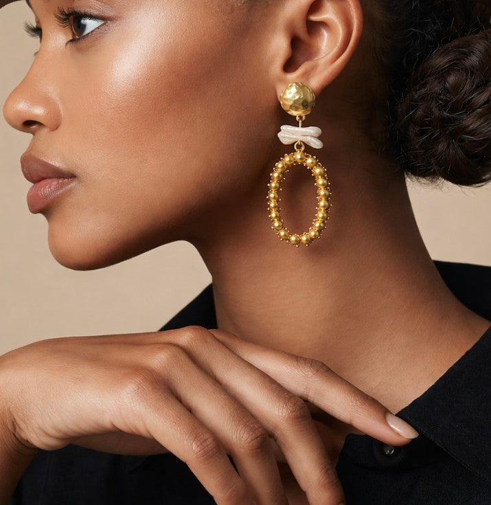 Freshwater Pearl and Gold statement earrings