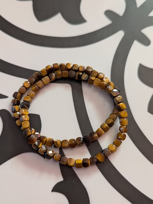 Cubed Tiger eye gemstone stretch bracelet