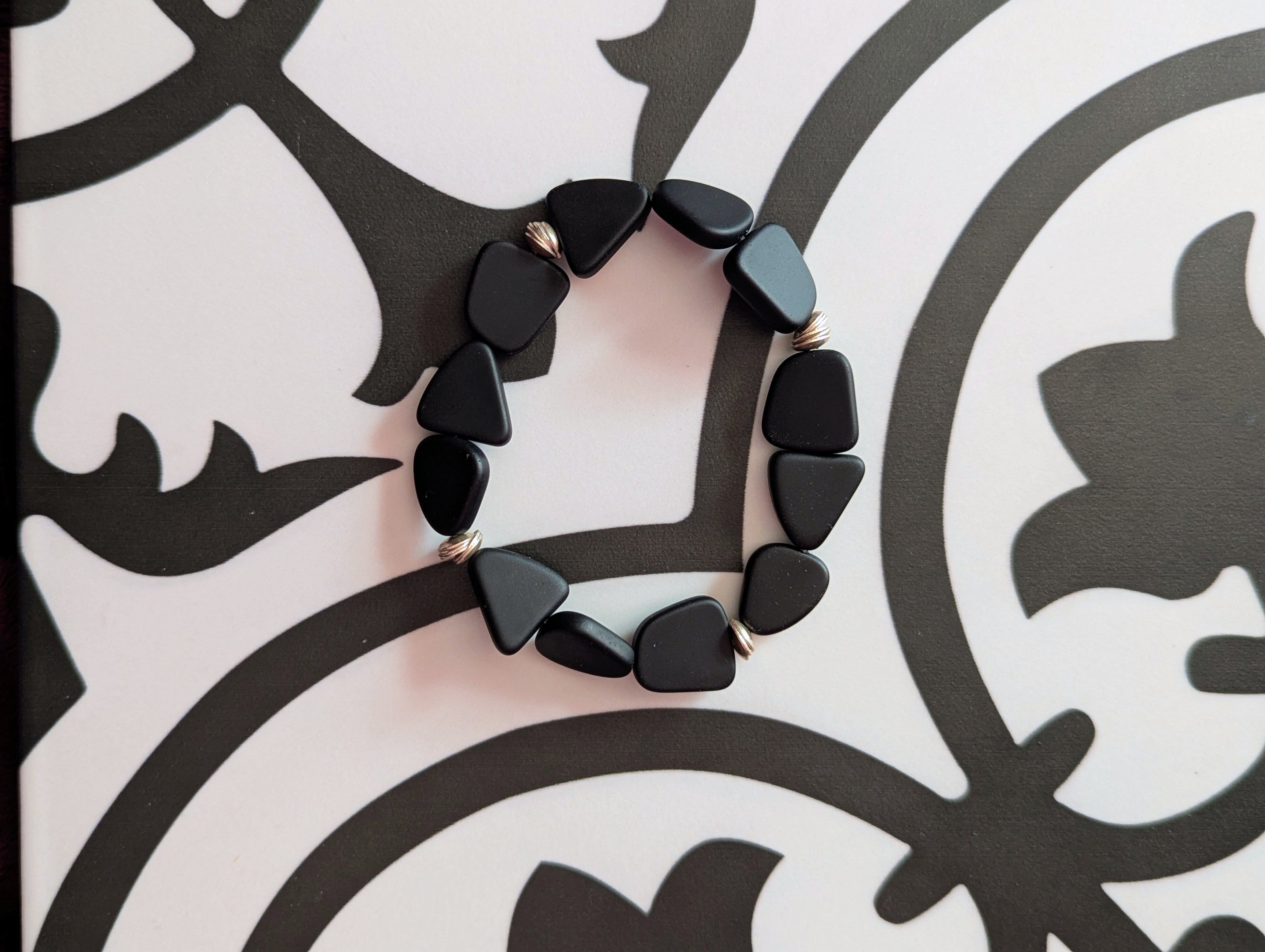 Abstract Black stretch bracelet