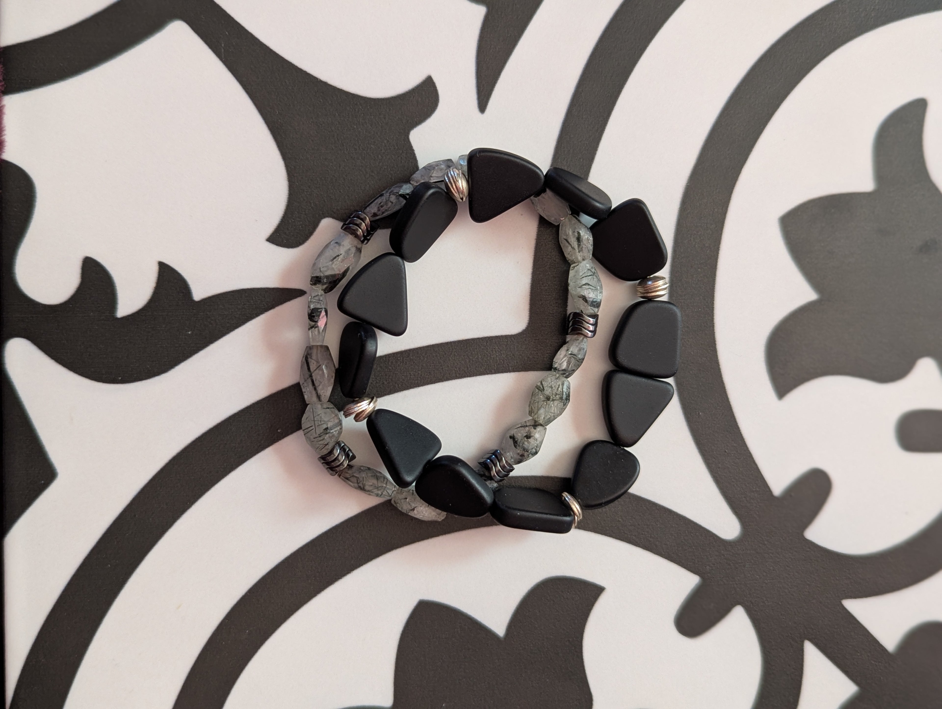 Abstract Black stretch bracelet