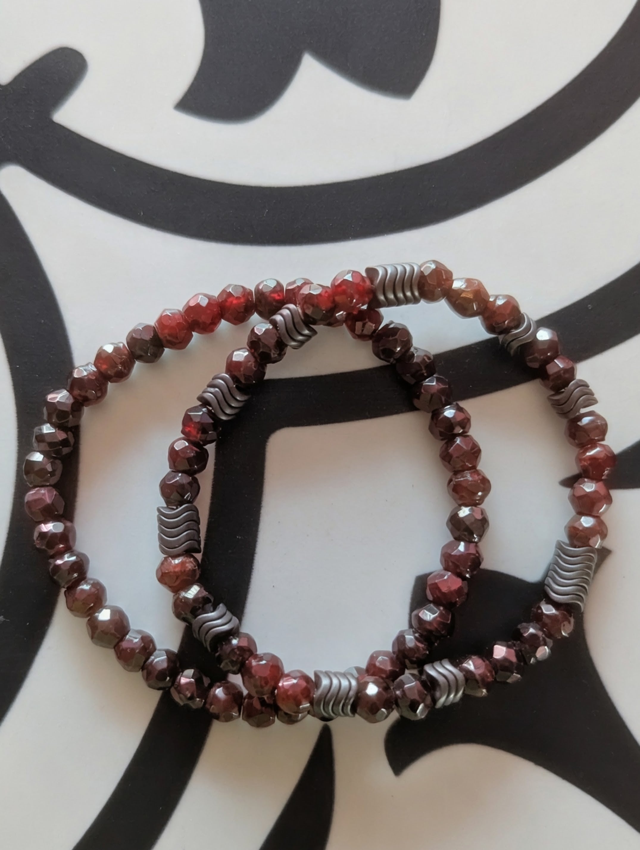 Garnet and Hematite stretch Bracelet