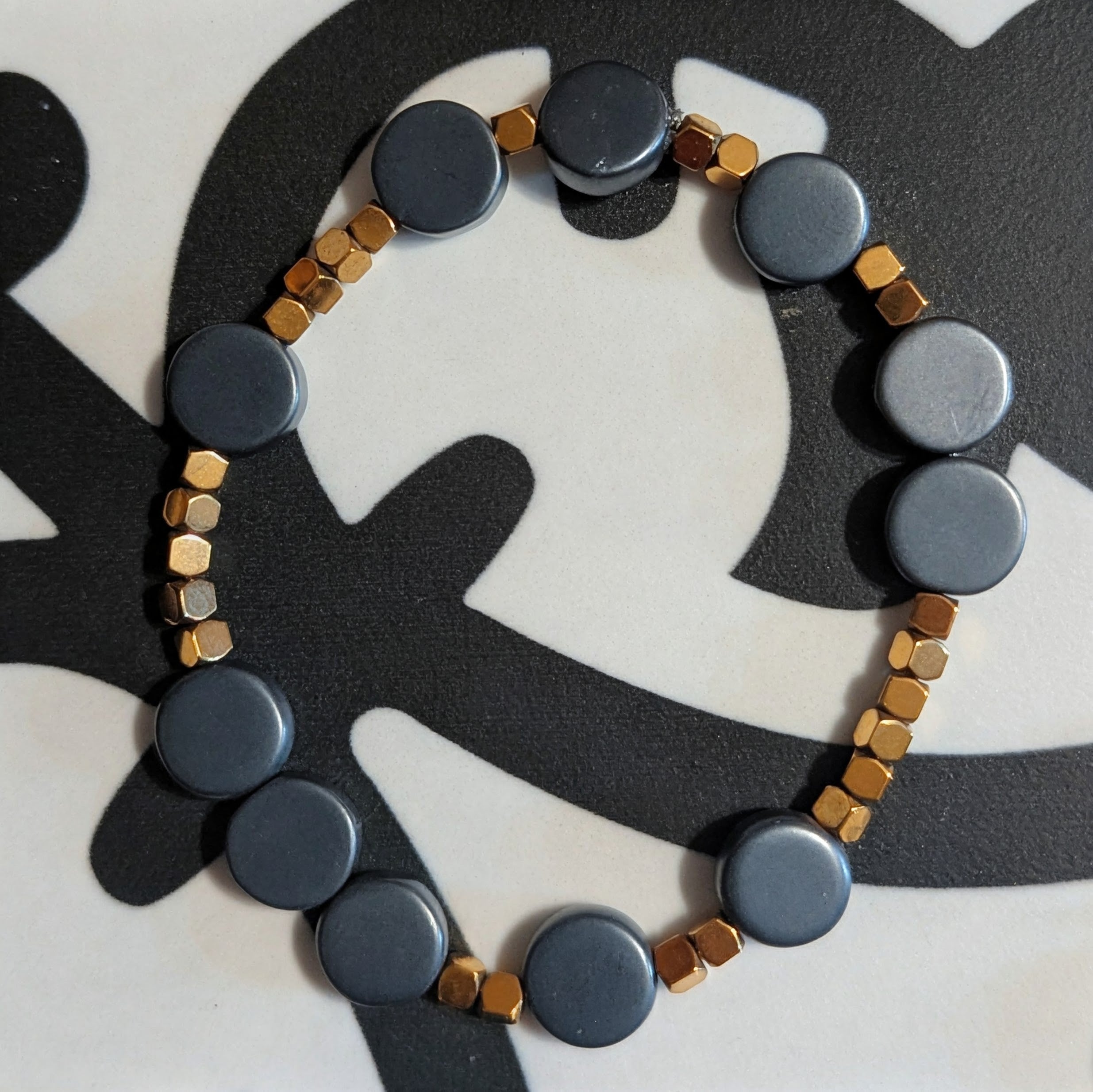 Coin Hematite stretch bracelet