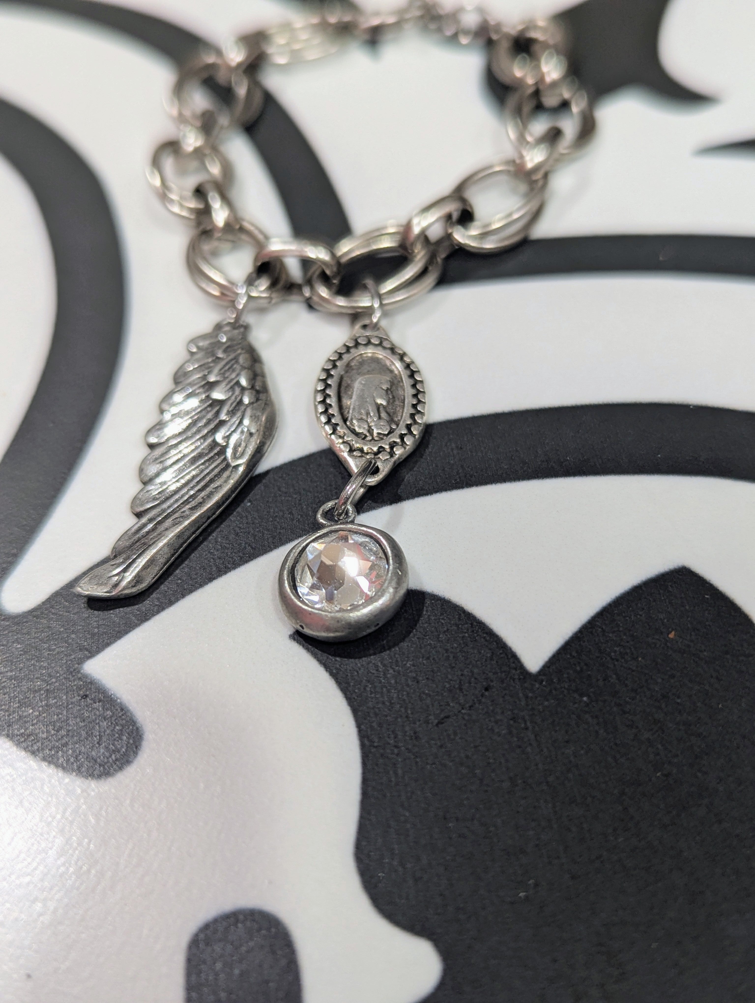 Silver Wing Rosary link bracelet