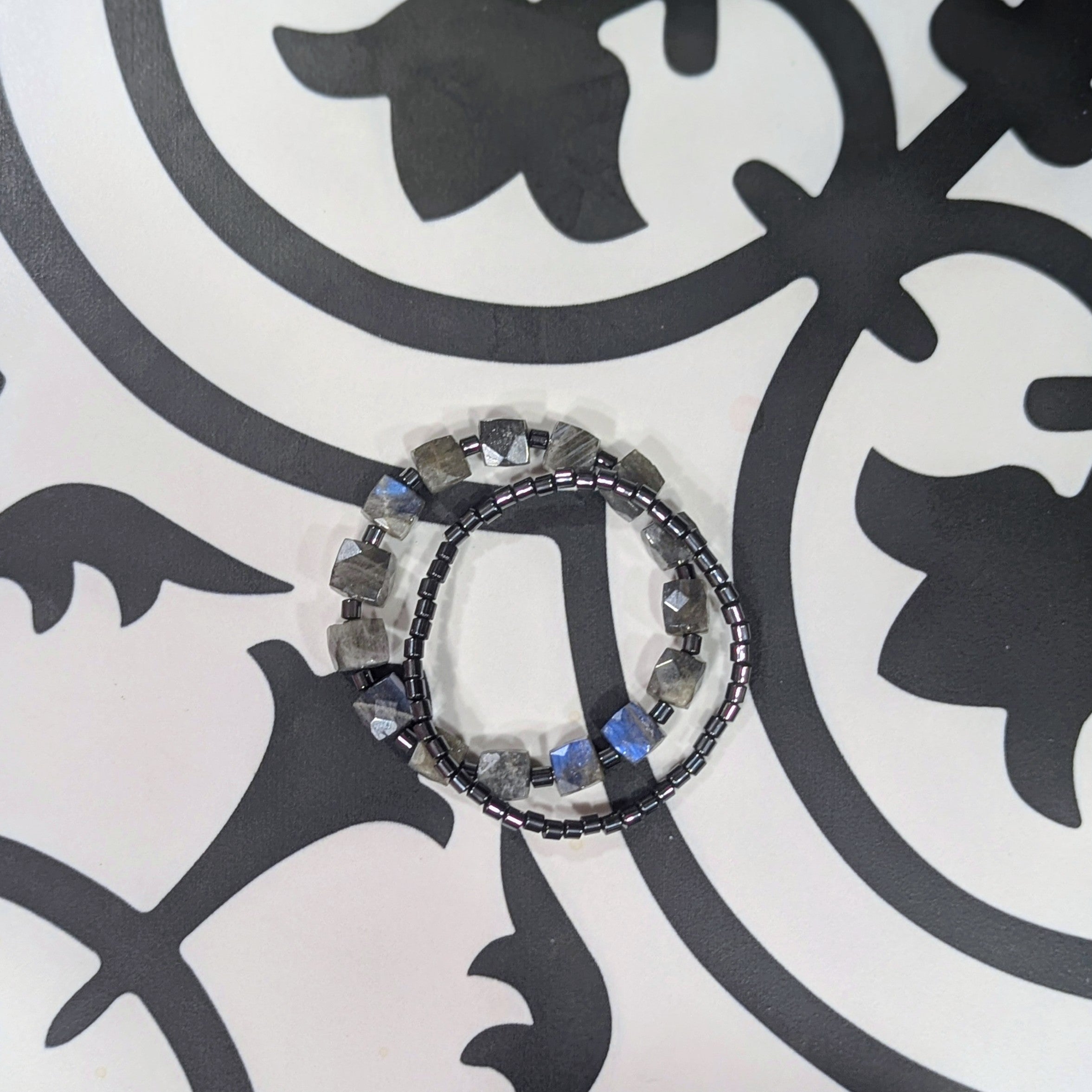 Labradorite and Hematite mini stack