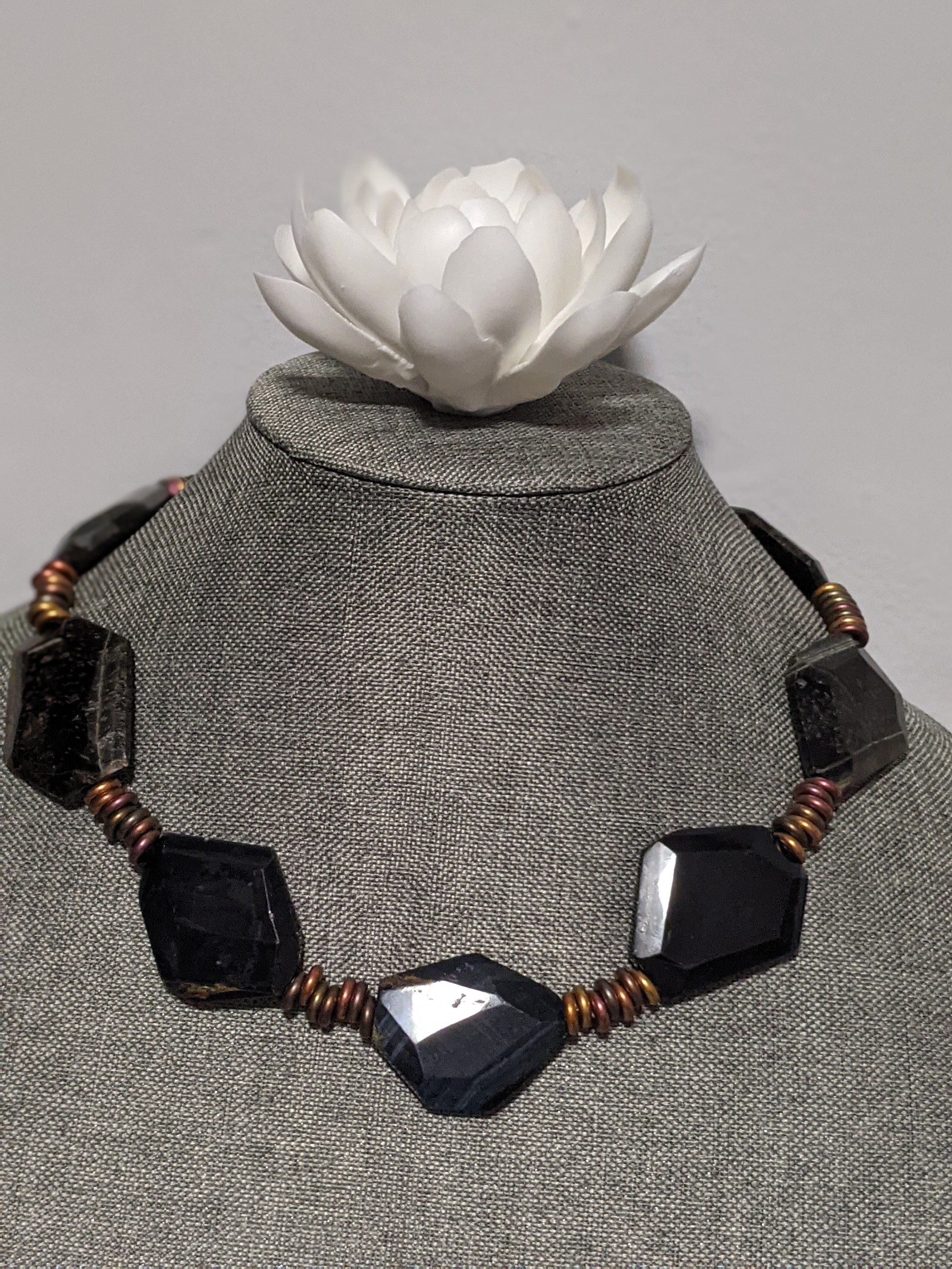 Black Agate beaded choker necklace