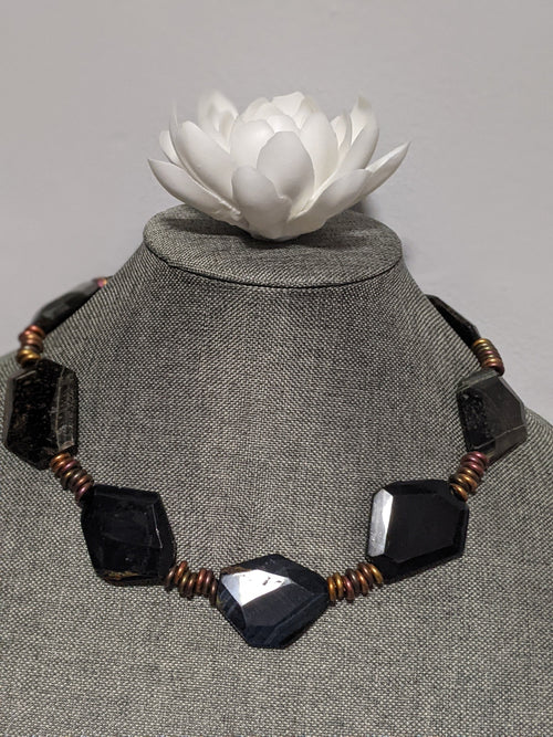 Black Agate beaded choker necklace