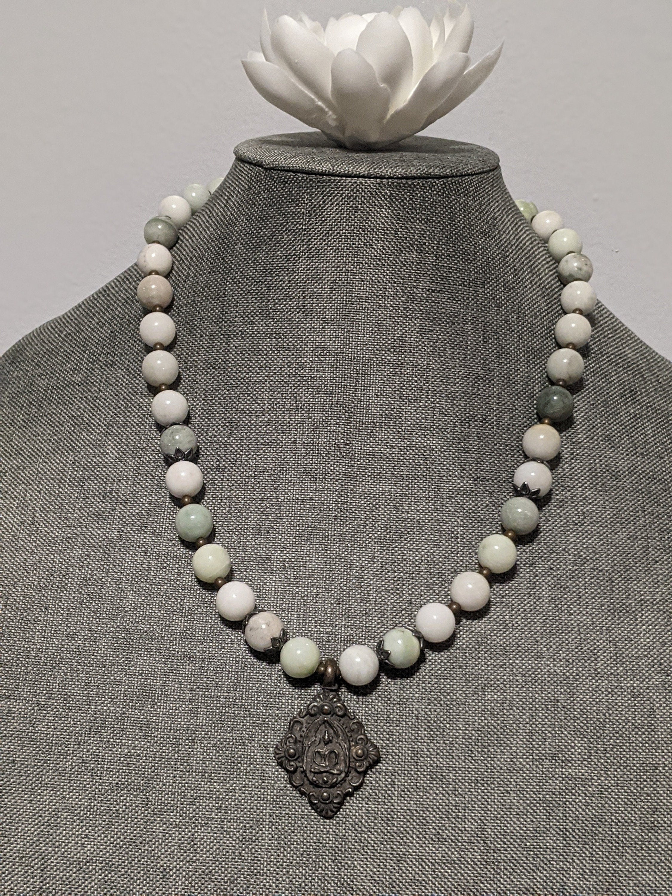 Burma Jade necklace with sitting Buddha pendant