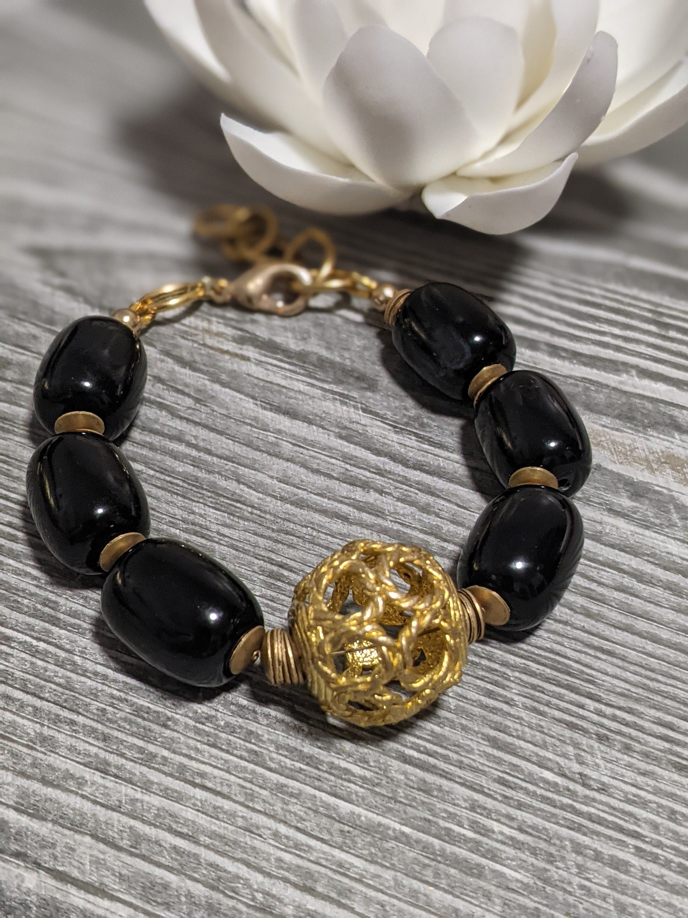 Black and Gold beaded bracelet
