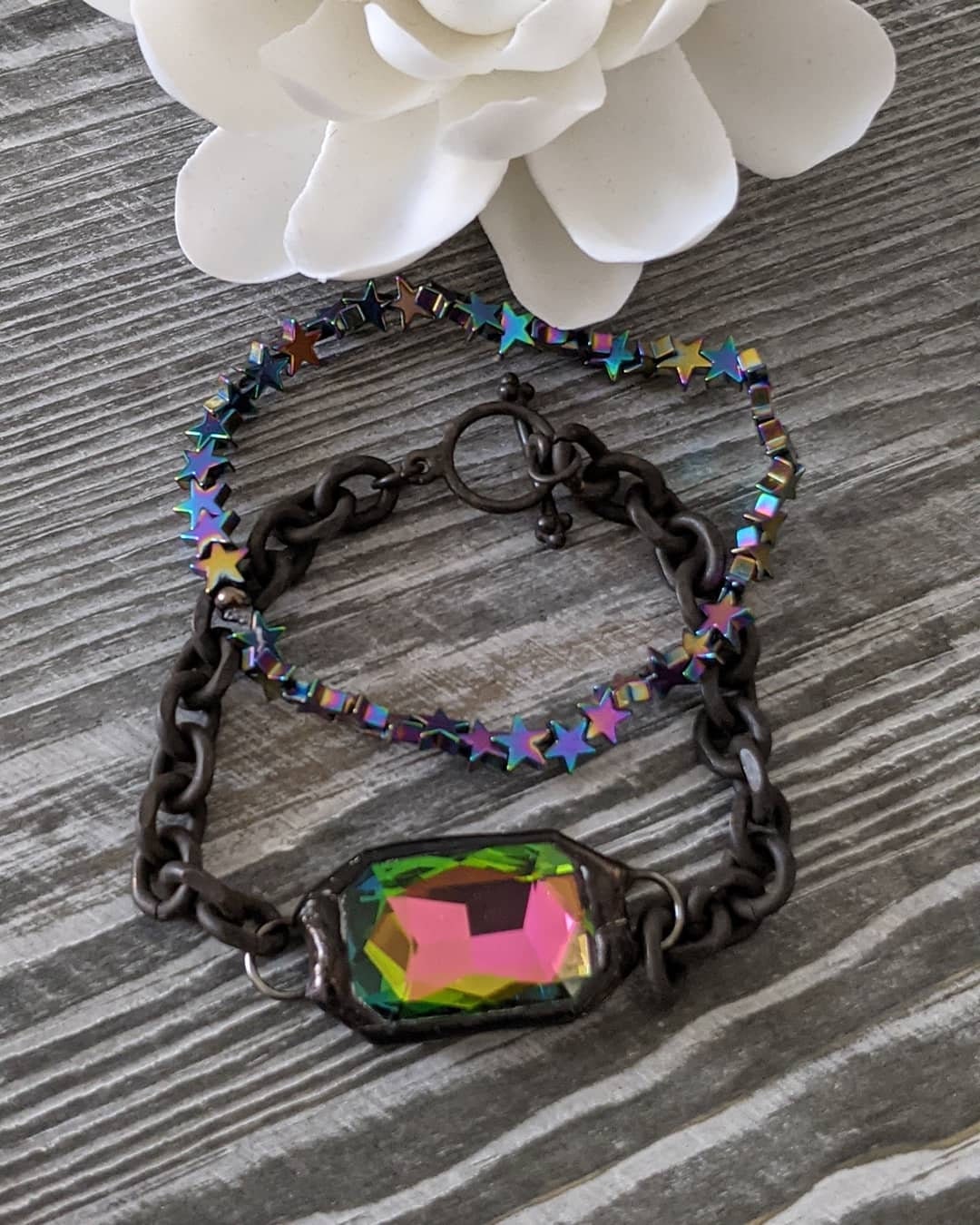 Multicolor crystal chain bracelet