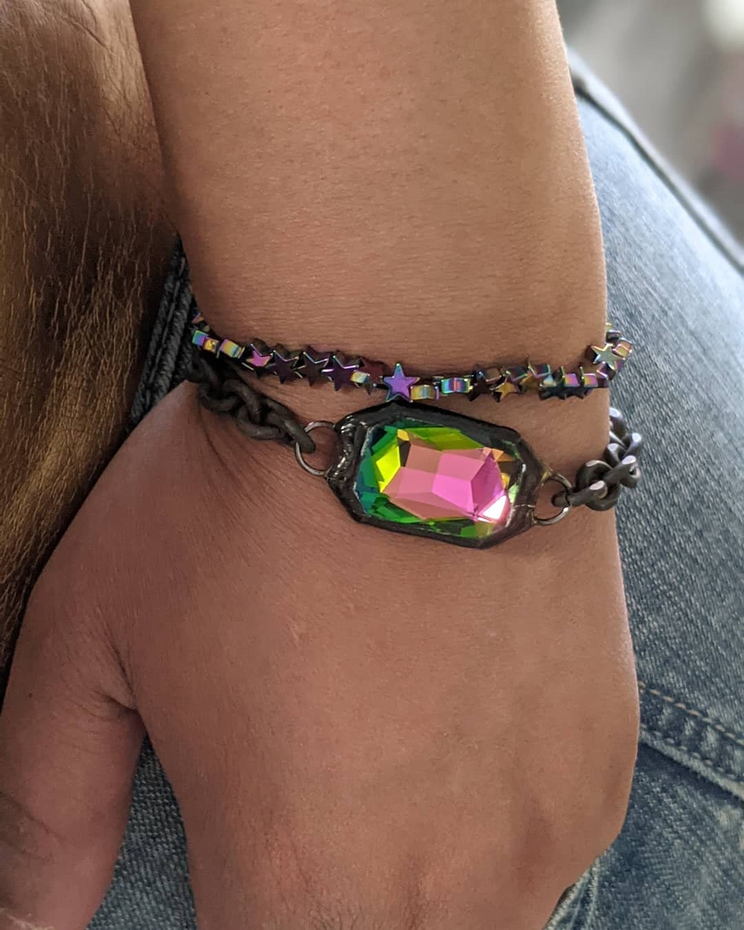 Multicolor crystal chain bracelet