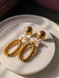 Freshwater Pearl and Gold statement earrings