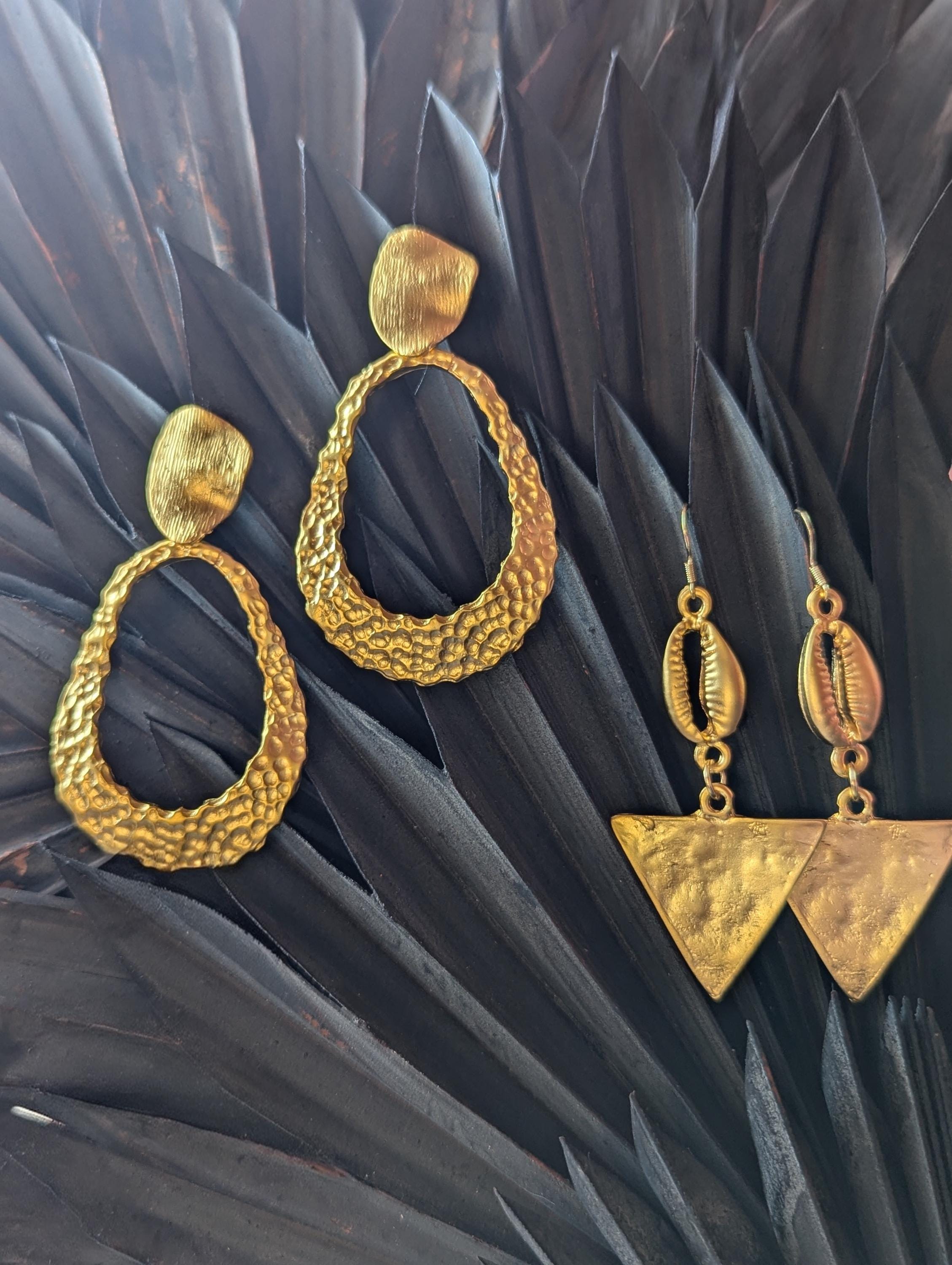 Gold hammered hoop earrings