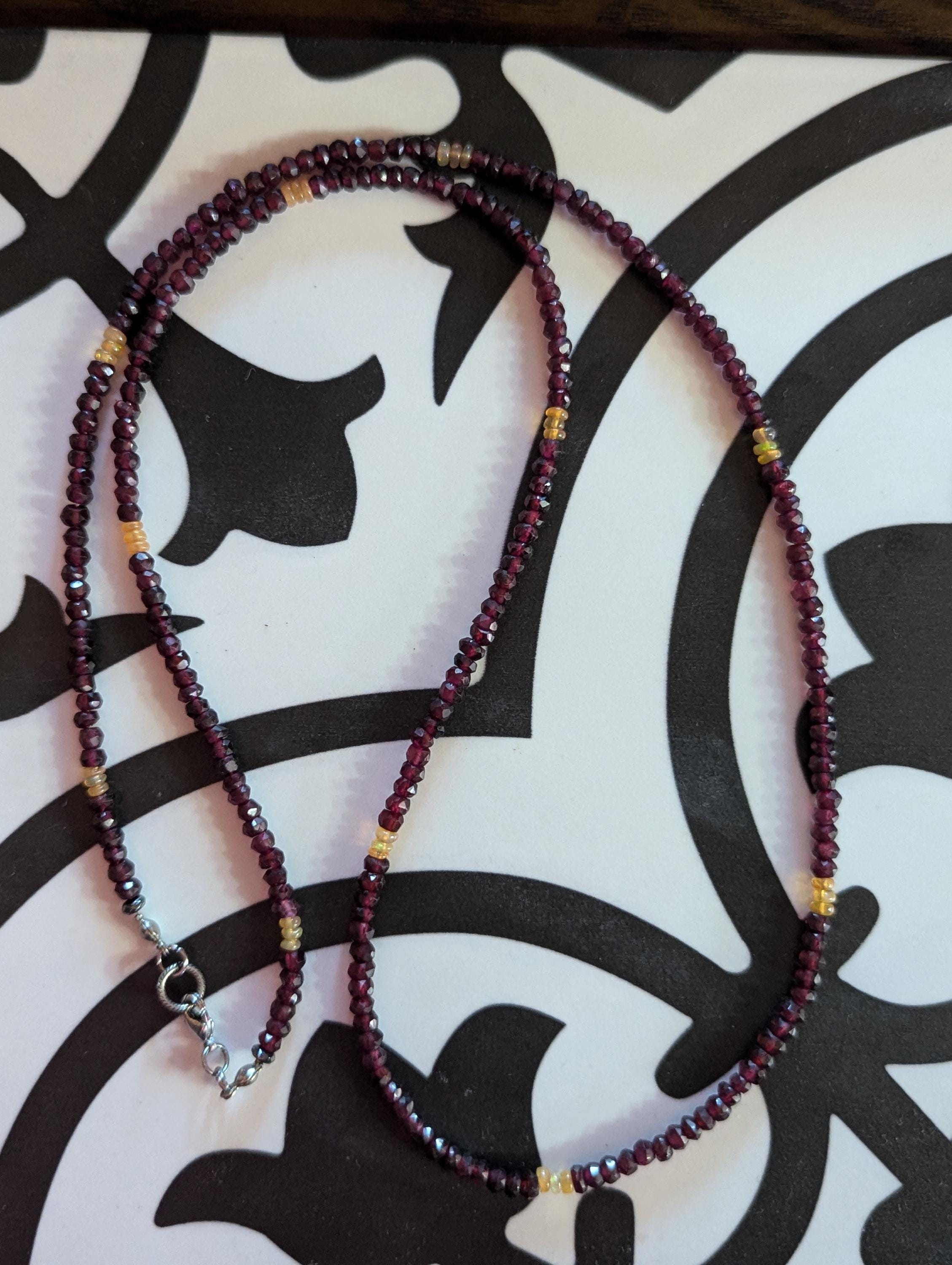 Garnet and Opal long beaded necklace