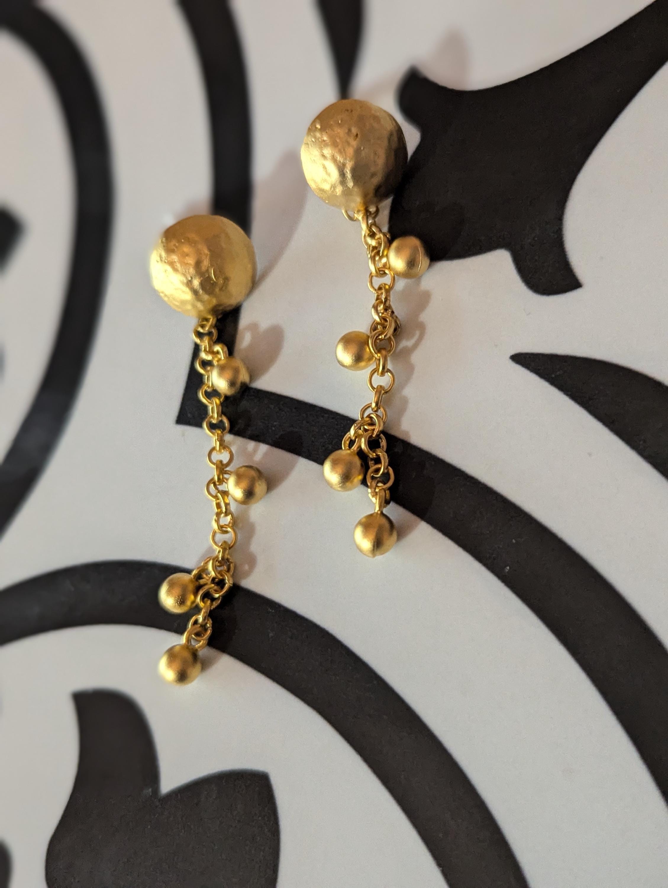 Gold tassel dangle earrings