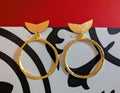 Gold geometric hoop post earrings
