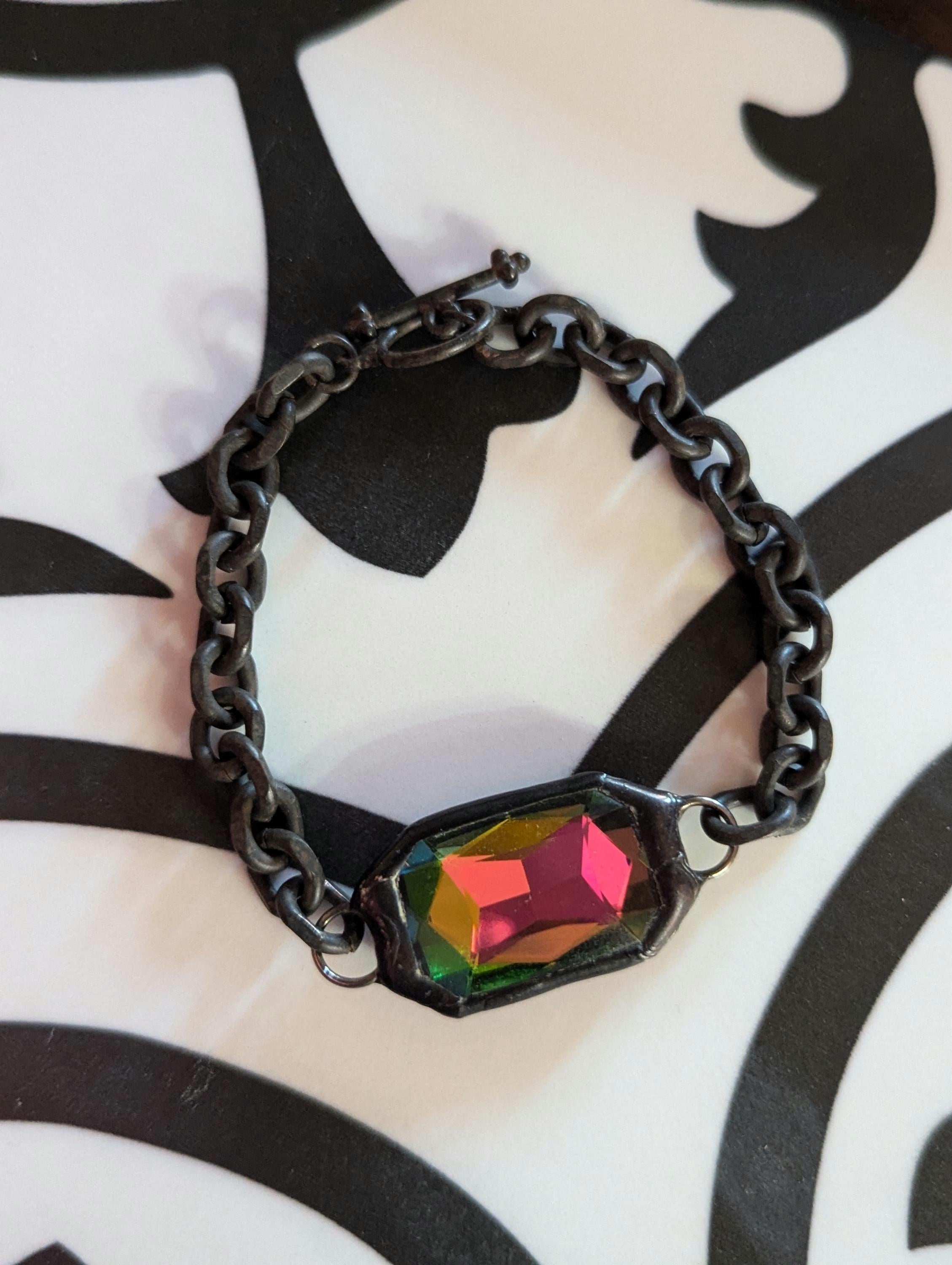 Multicolor crystal chain bracelet