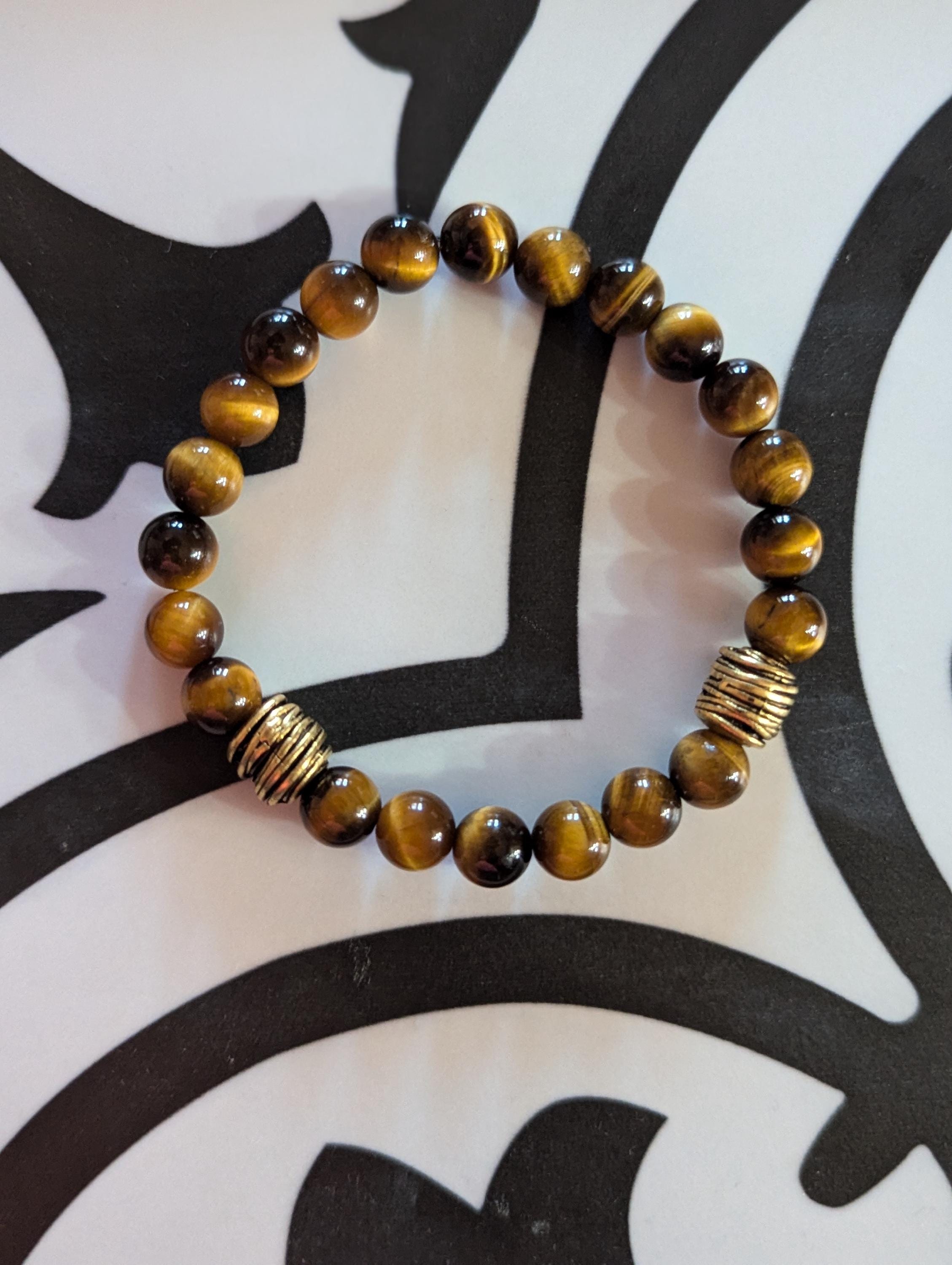 Mens sized Tigereye beaded bracelet