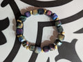 Cubed multicolor Tigereye beaded stretch bracelet