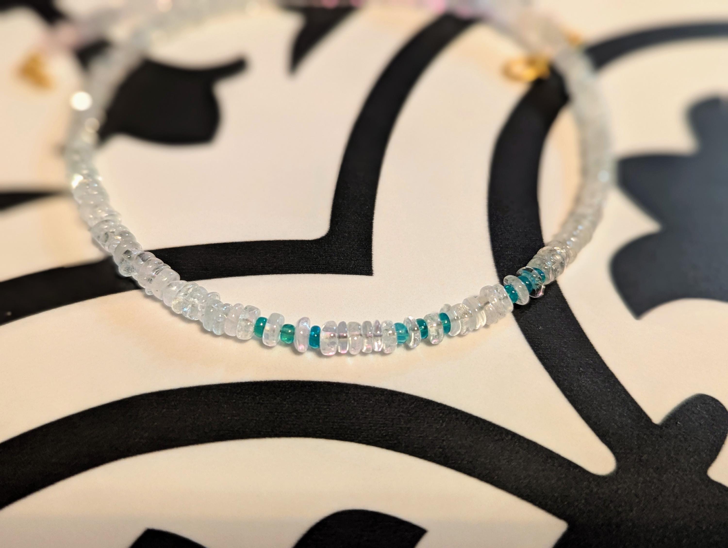 Aquamarine and Blue Ethiopian Opal beaded necklace