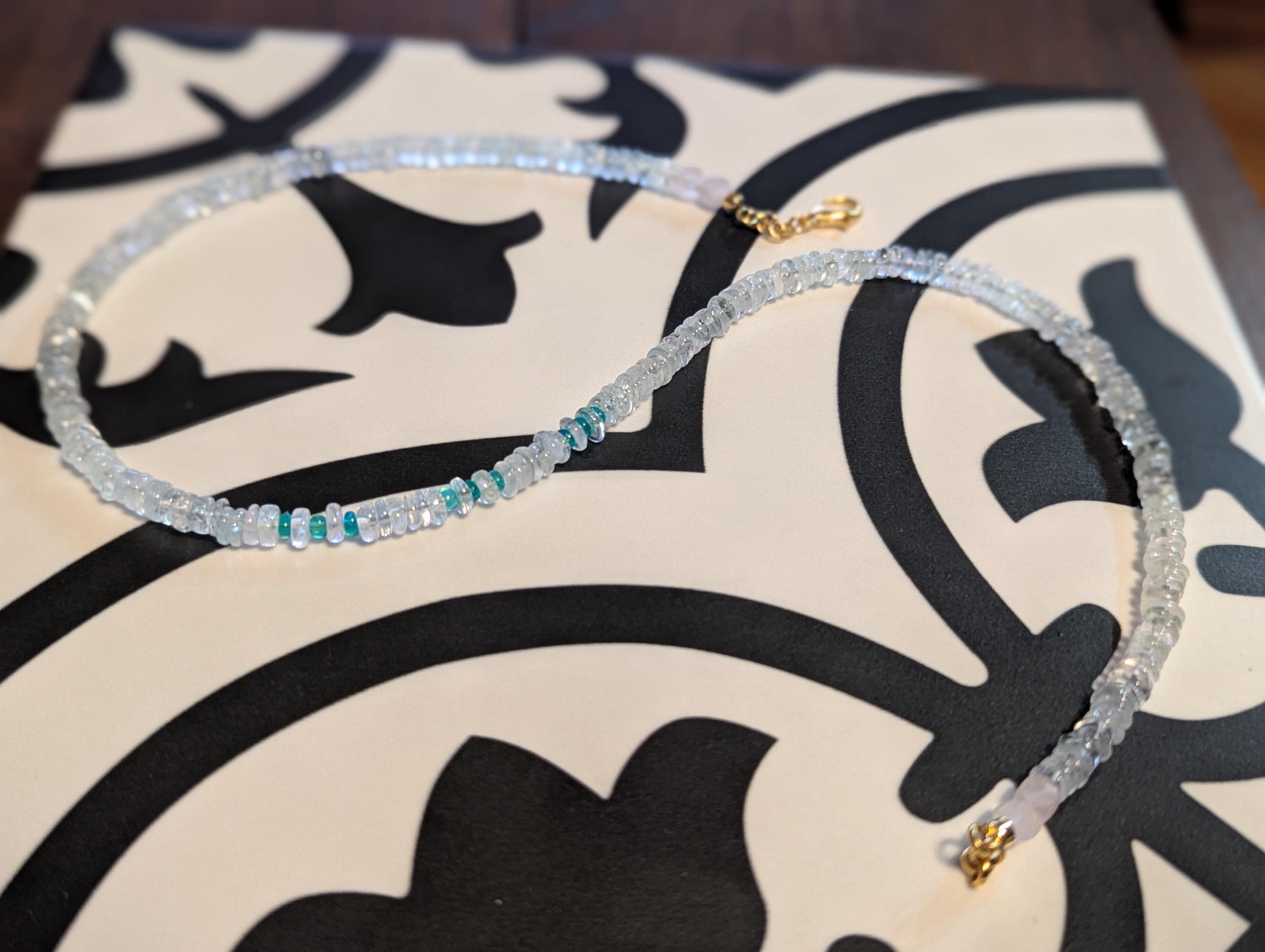 Aquamarine and Blue Ethiopian Opal beaded necklace