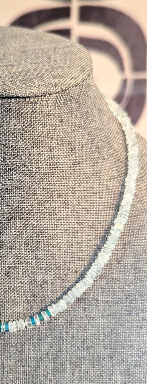 Aquamarine and Blue Ethiopian Opal beaded necklace