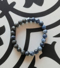 Mens sized Matte Sodalite and Black Labradorite beaded bracelet