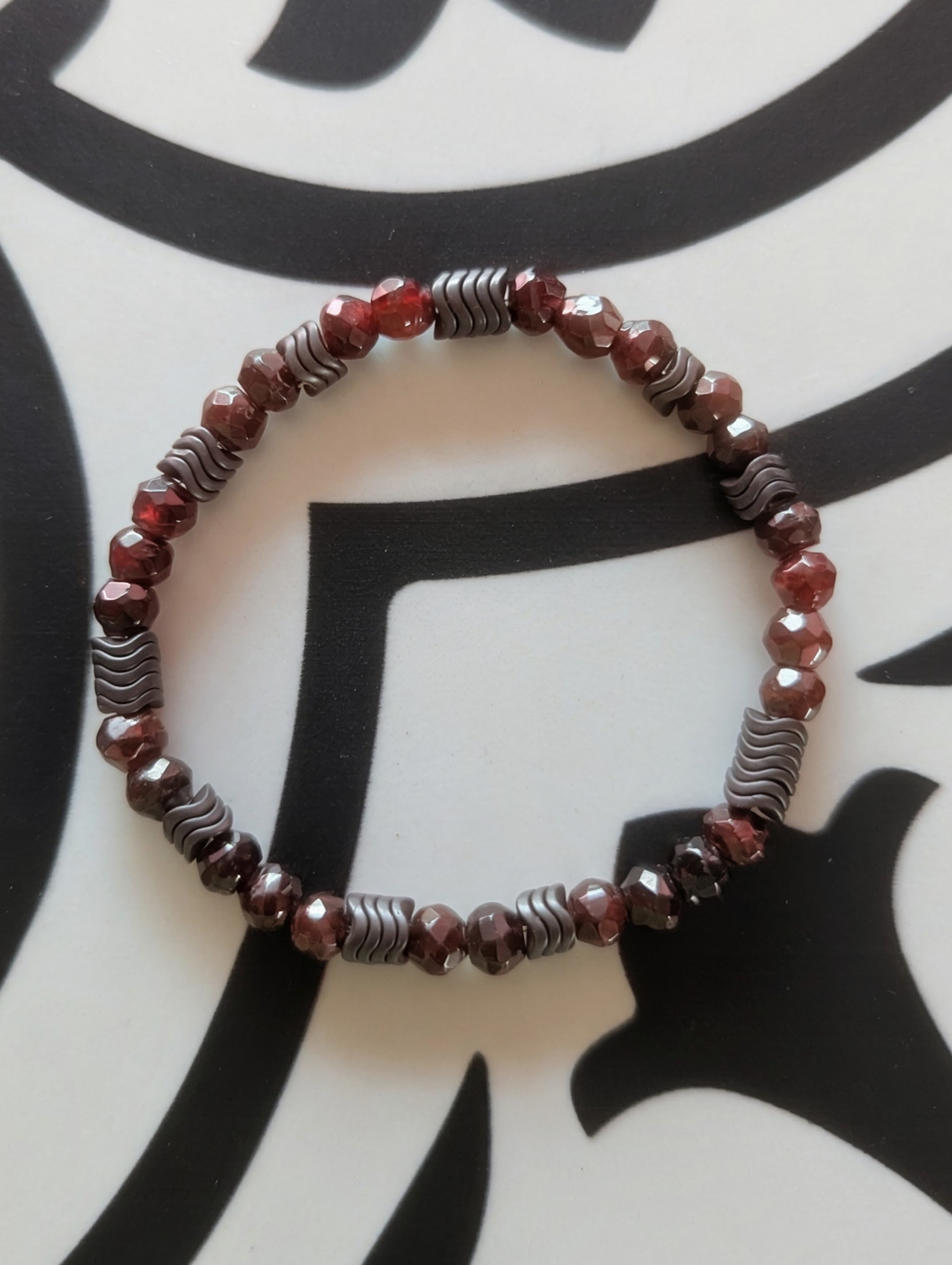 Garnet and Hematite stretch Bracelet