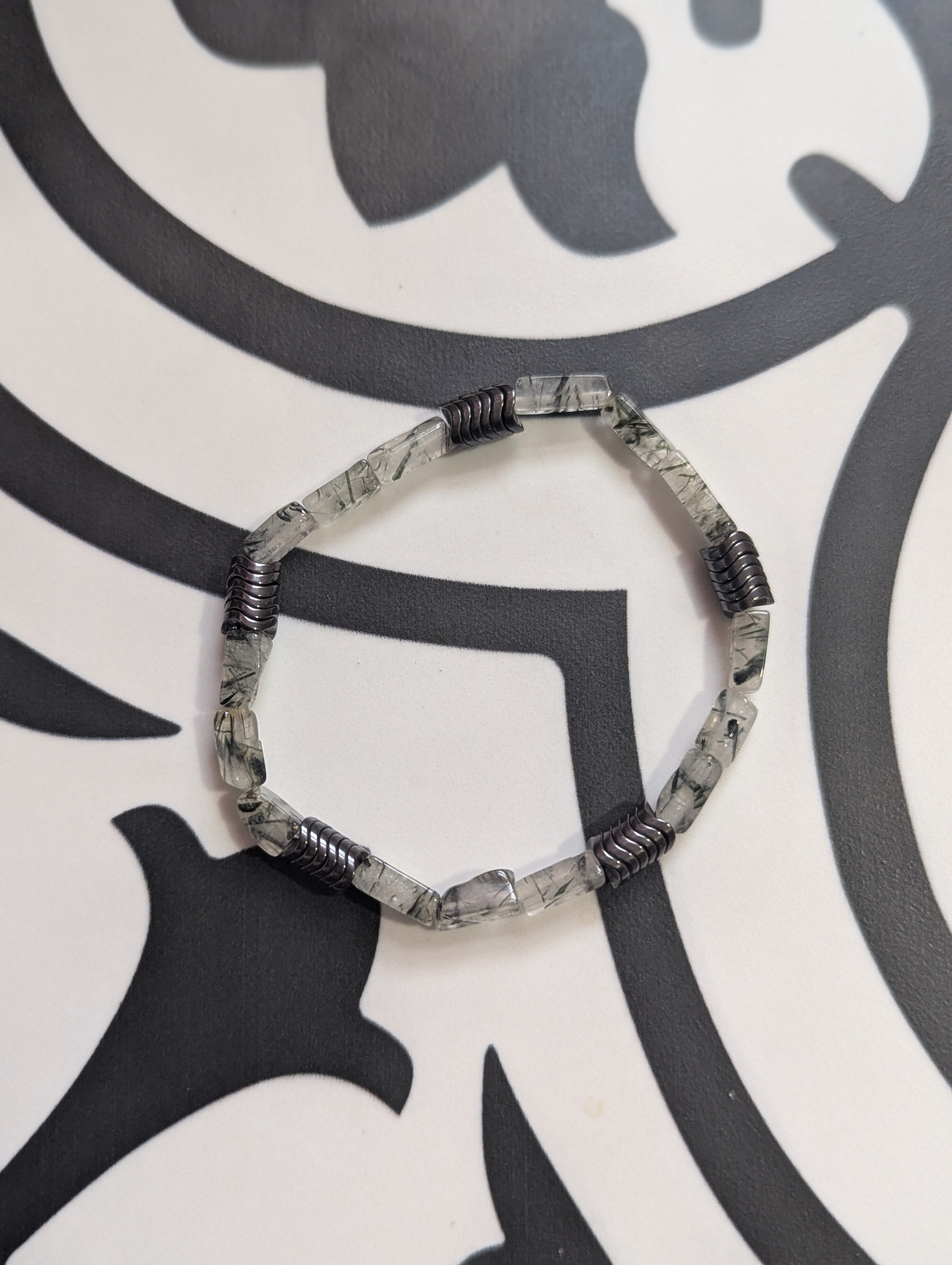 Rutilated and Hematite mini stack